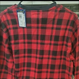 Polo long sleeve red and black plaid long John top